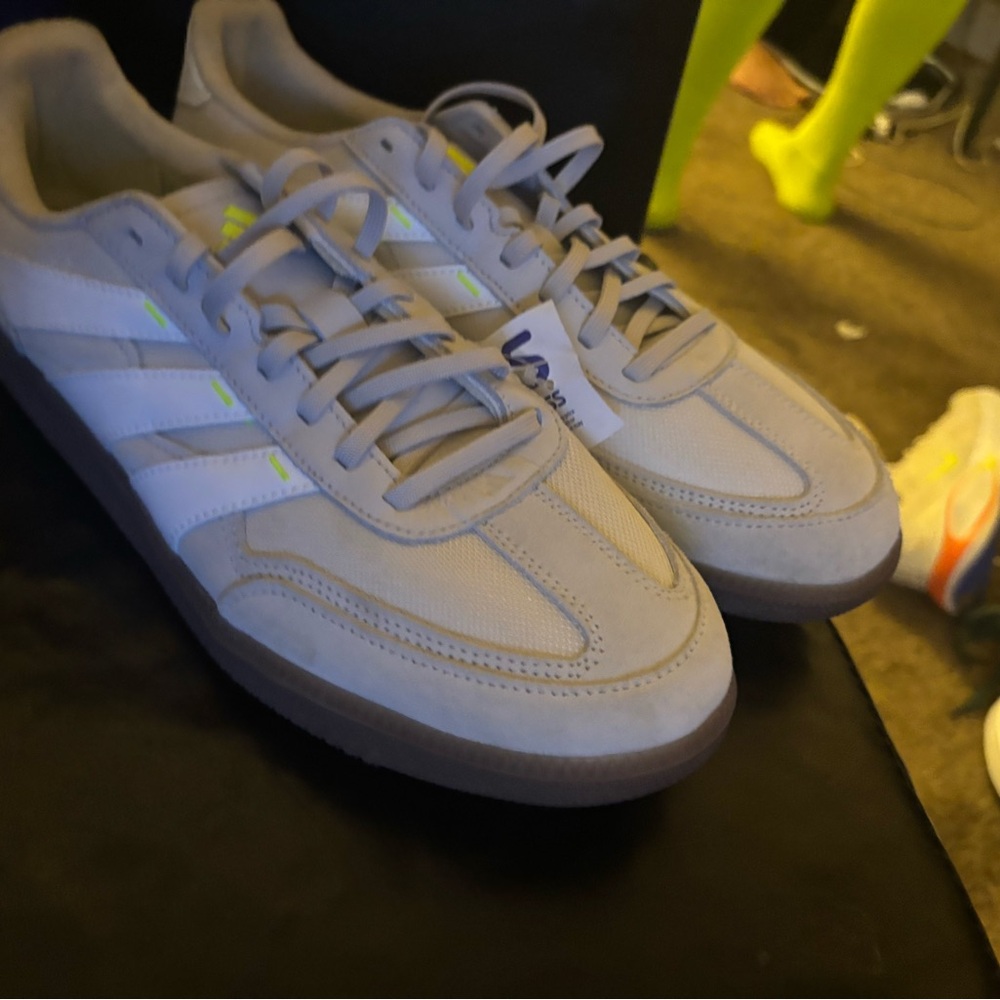 Adidas Grey White and Electro-Lime Low Sneaker